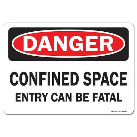 Signmission OSHA Decal, Confined Space Entry Can Fatal, 5in X 3.5in Decal, 10PK, 3.5" H, 5" W, Landscape, PK10 OS-DS-D-35-L-19290-10PK